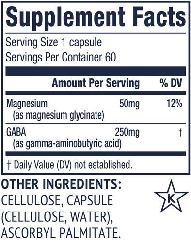 Vimergy Gaba with Magnesium 60 Capsules Supplements Label