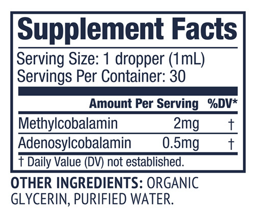 Vimergy Organic B12 30ml Supplements Label