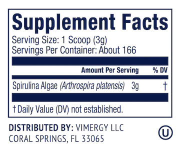 Vimergy USA Grown Spirulina Powder 500g Supplements Table