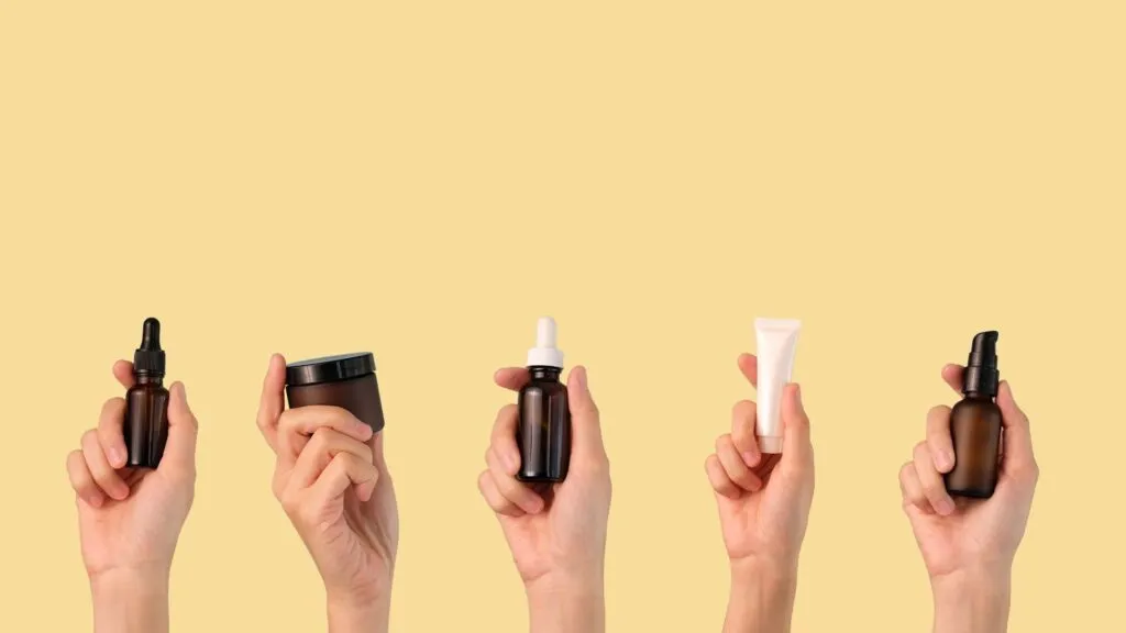 various skincare products - cream moisturizers, serums, face wash, clay masks
