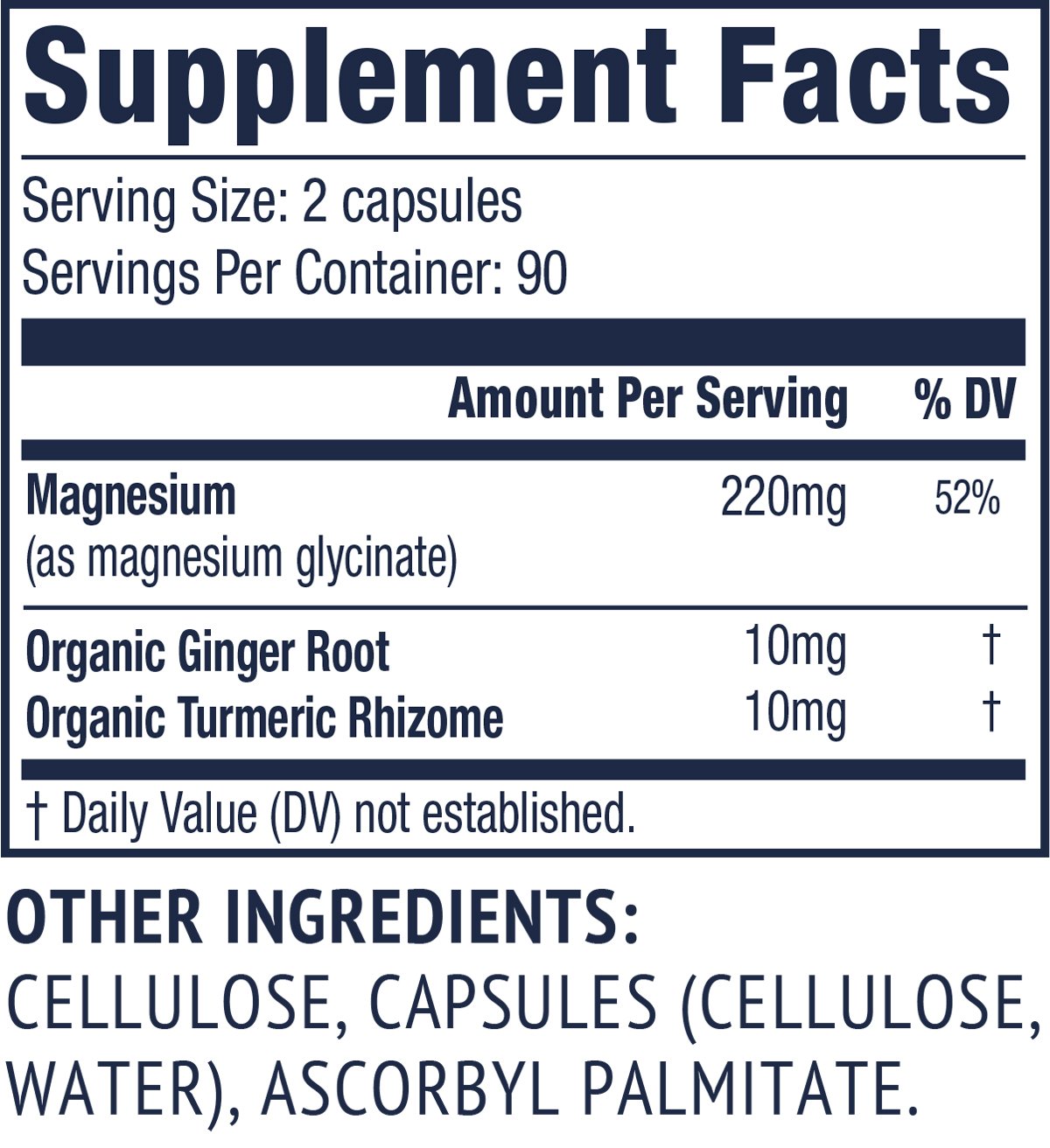 Vimergy Magnesium Glycinate 180 capsules Supplements Label