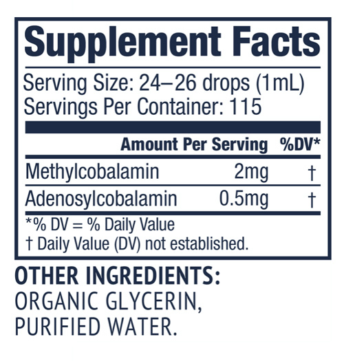 Vimergy Organic B12 115ml Supplements Label